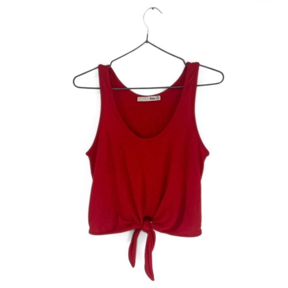 Wilfred Free | Aritzia Red Betsy Tie-Front Scoop-Neck Tank Top Size XXS
